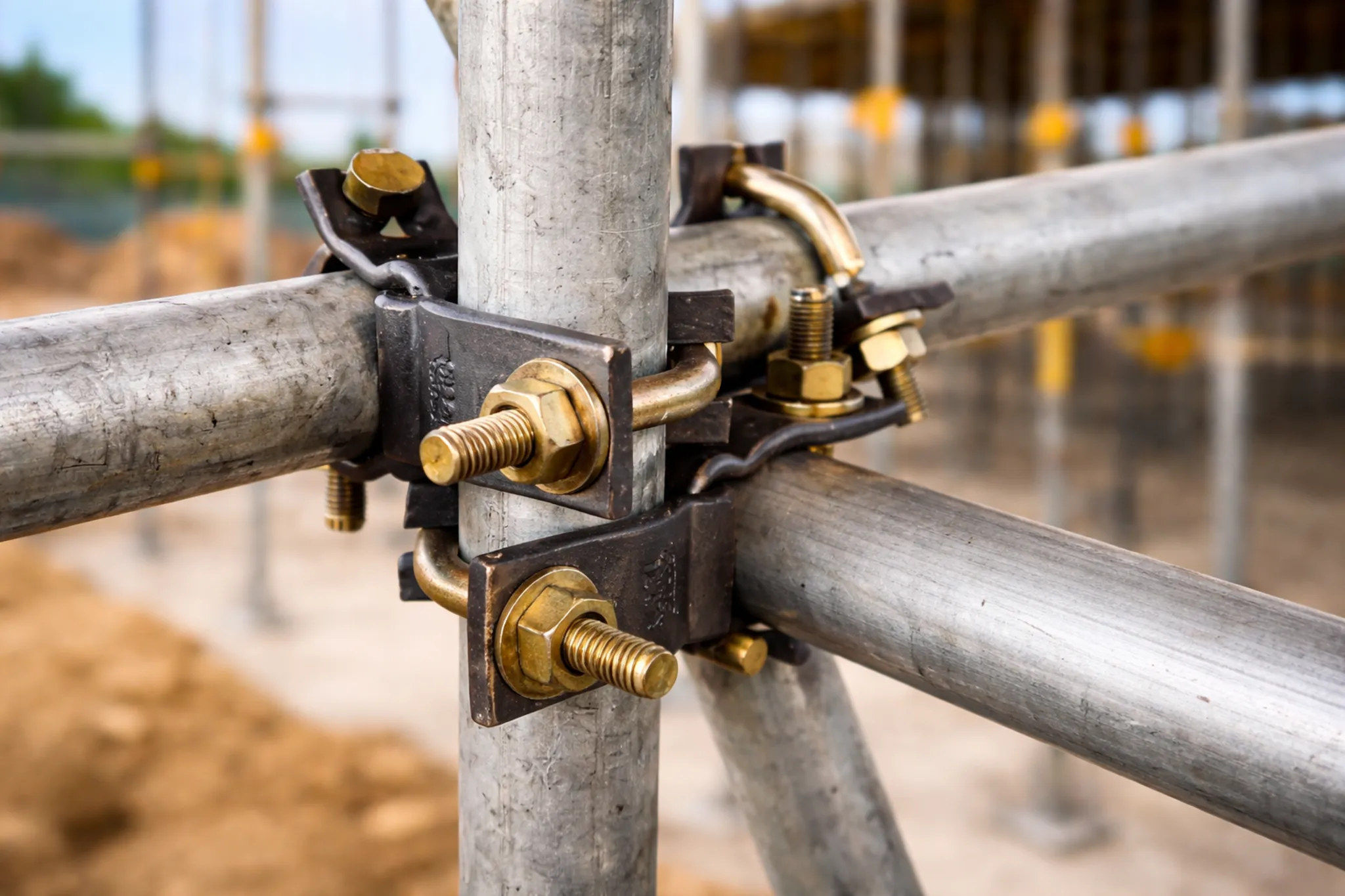 Conexão com braçadeiras no andaime tubo roll